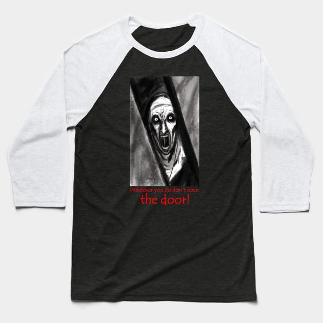 The Nun Door Baseball T-Shirt by DougSQ